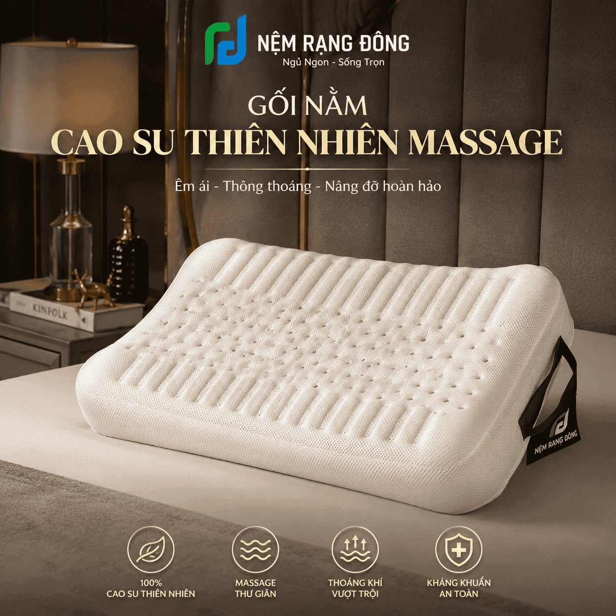 Gối Nằm Cao Su Thiên Nhiên Massage